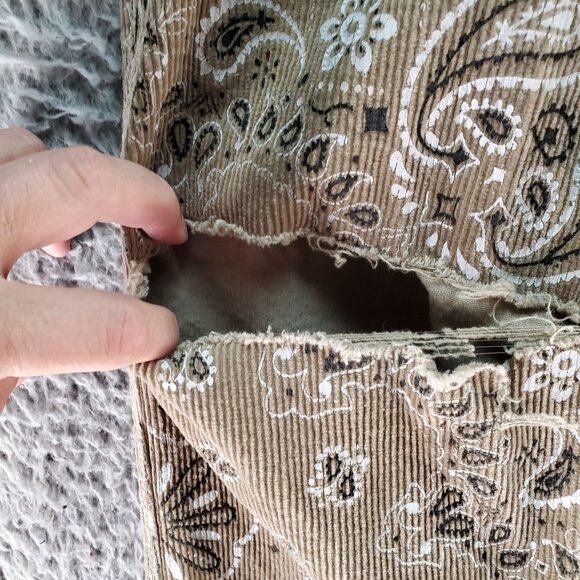 Purple Brand Jeans Mens 34x34 Brown Button Fly Corduroy Paisley Print Skinny - Picture 7 of 16